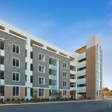 Exterior view of the parking structure
