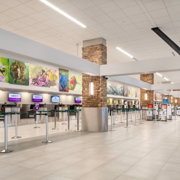 Check in counters and kiosks
