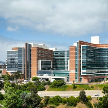 Exterior view of the hospital tower