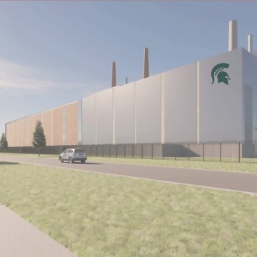 Rendering of the Michigan State University combined heat and power plant