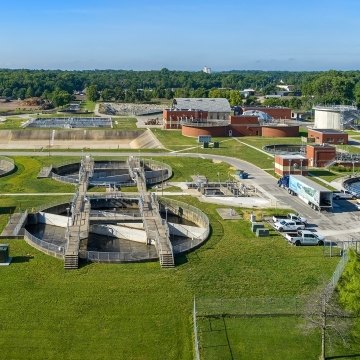 Aerial view of the water treatment facility