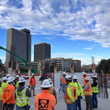 A group of people standing together on a jobsite